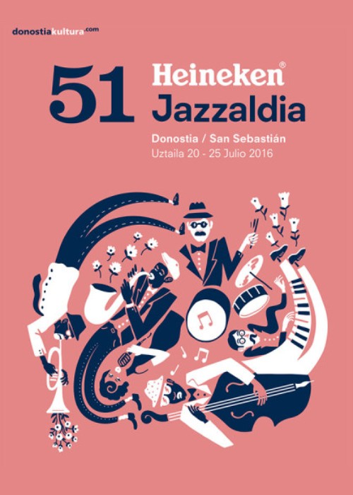51. Jazzaldia 2016 kartela (egileak: Marcos Navarro eta Maddi Martínez de Murguía).